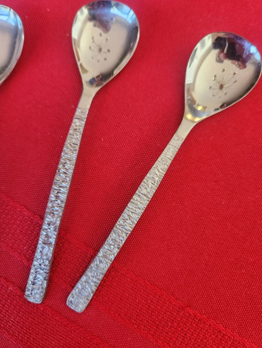 Vintage Mid-Century Modern Hammered Silver Demitasse / Espresso Spoons Set of 6